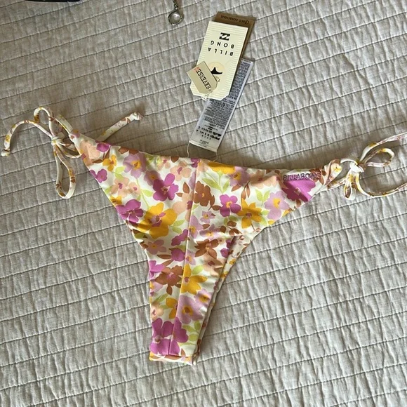 NWT Billabong Sungazers Reversible boho cottage floral tie Bikini Bottoms L​ - Picture 6 of 10